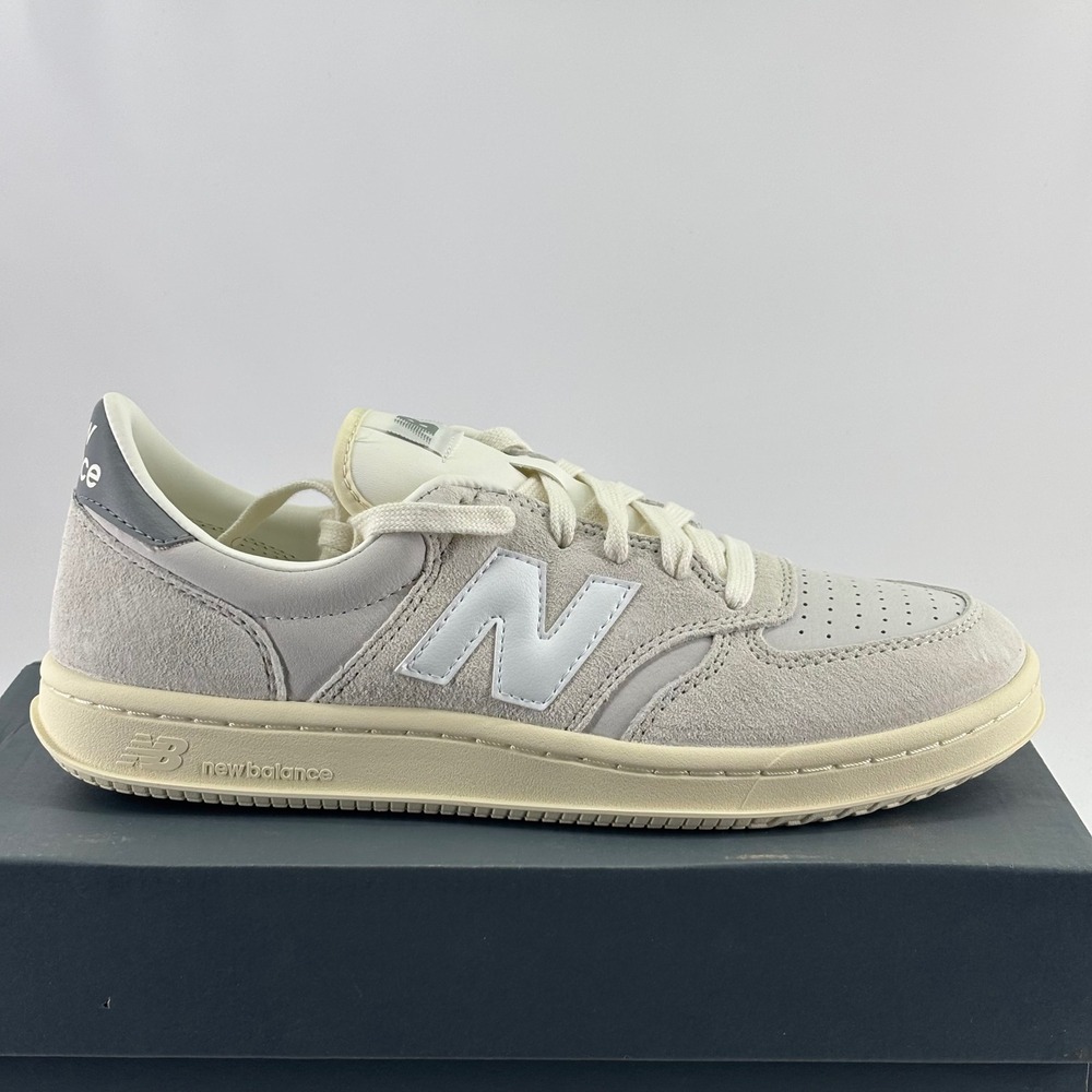 New Balance T500 Court Sneakers Mens 9.5 Grey Suede CT500PMG Retro Tennis Shoes